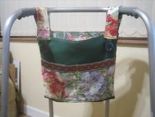 BAG FOR WALKING FRAME/ZIMMER FRAME 4 POCKET - GREEN/FLORAL