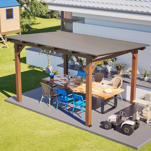 13x10ft outdoor wood gazebo - 13x10ft,