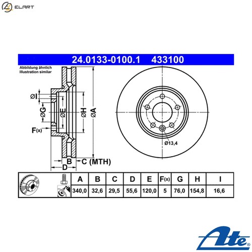 Brake disc 0133 0100 - disc, 24.0133-0100.1