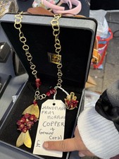 Genuine Red Coral And Copper  Beaded Necklace And ring Hand Made SET