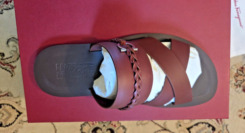 Ferregamo leather giotto slide - ferregamo,