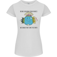 Save the Earth Climate Change Environment Womens Petite Cut T-Shirt