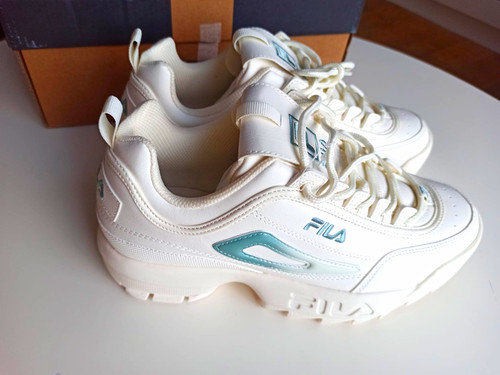 Fila white teal low - low, lace