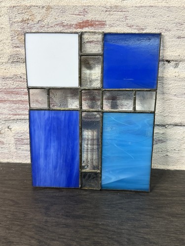 Blue stained glass cross - blue,