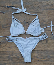Brand New With Tags Ladies Bahimi White & Silver Bikini Large