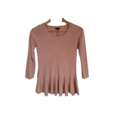 Hobbs Jumper size 8 blush pink ruffle hem wool viscose mix simple