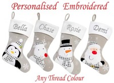 PERSONALISED CHRISTMAS STOCKING Deluxe Luxury Stockings XMAS GIFT Embroidered UK