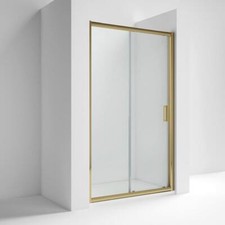 1200mm Framed Sliding Brushed Brass Shower Door -6mm Glass-11850 High-Left-Right