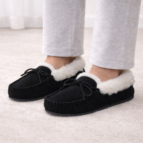 Women moccasin slipper - slipper, black