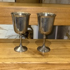 2 Vintage Silver Plated Water Goblet Wine Goblets
