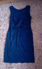 Bonmarche Blue Lace Lined Back Zip Sleeveless Womens Ladies Dress UK 16