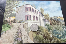 Newton Ferrers Cliffside Hotel Devon Postcard by Norman Wilson, Crease in PC