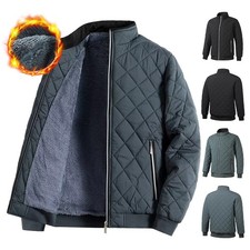Men’s Winter Quilted Bomber Jacket Fleece Lined Padded Bubble Coat Outerwear