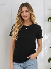 Women Short Sleeve Cotton T-Shirt Summer Casual Loose Basic Tee Tops Blouse 6-16