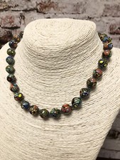Vintage Venetian Murano Moretti Millefiori Knotted Glass Bead x32 Necklace 42cm
