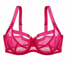 Miss Mandalay Paris Azalea Pink Bra 30D Balcony Underwired Semi Sheer no padding