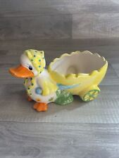 CUTE COLLECTABLE RINGTONS CERAMIC DUCK EGG & CART..HAND PAINTED PLANTER/ORNAMENT