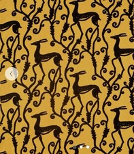 2.5 Mtrs Zoffany Embroidered Deco Deer crewel is from the Icons collection