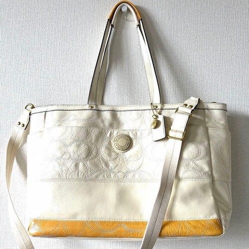 Coach white yellow embossed - white,