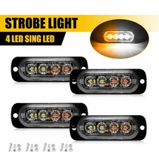 4x Amber/White 4 LED Car Truck Strobe Light Bar Flashing Indicator Runing Light
