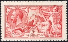 GB: 1915 5/- Pale Carmine (worn plate) Sg 410 Superb Unmounted Mint - Cat £1400~