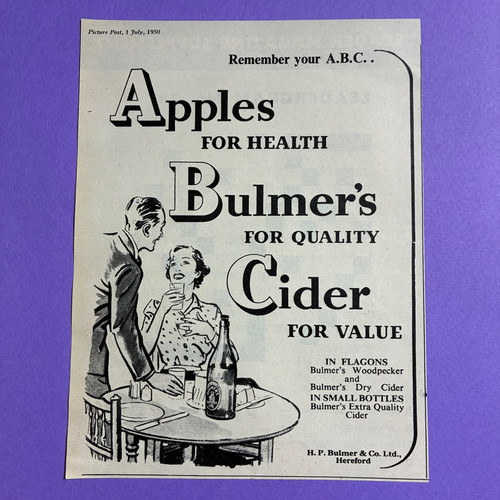 Bulmers cider 1950 original - bulmers,