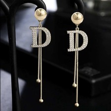 Beautiful Designer Inspired Women Letter D dangle Drop earrings Fashion Stud