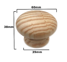 Wood Door Knobs Genuine Pine Wooden Unlacquered With Drilled Hole Various Sizes