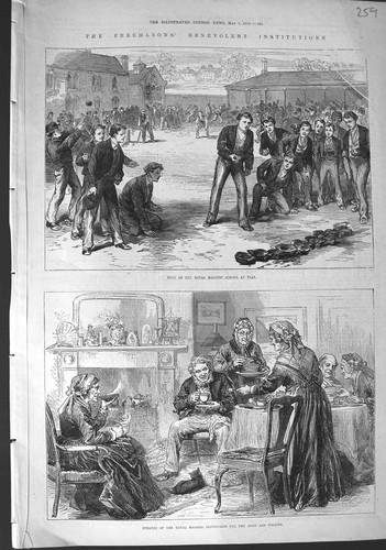 Old antique print 1875 - old,