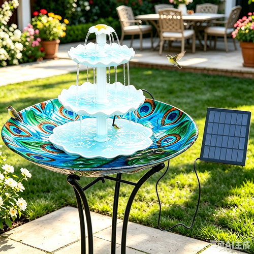 Tier solar bird - 3-tier, bath