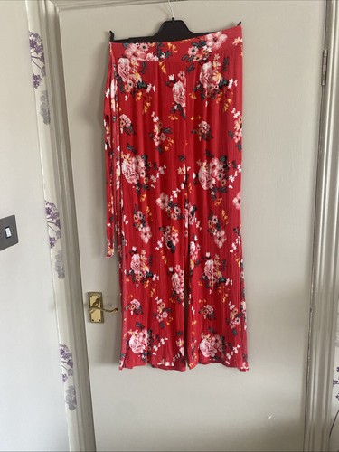 Ladies crinkled floral red - ladies,