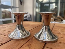 Matching Pair of Small Candlesticks Silver Plated Vintage