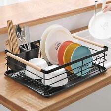 Dish Drainer Rack Drying Removable Drip Tray Draining Board Sink Cutlery Holder