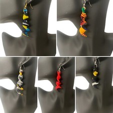 Handmade African Print Twirl Fashion Earrings Ankara Drop Dangle Jewellery SM/L