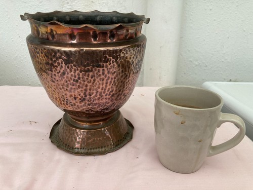 Vintage dimpled copper vase - vintage,