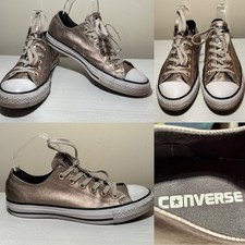 CONVERSE All Star Low Top Light Gold METALLIC Trainers UK 6 EU 39 Chuck Taylor
