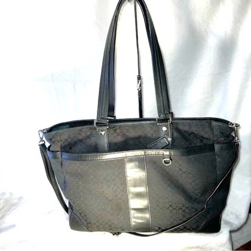 Coach black signature handbag - black,