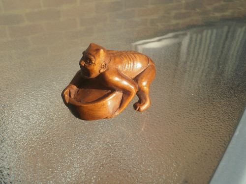 Hand carved wood netsuke - carved,