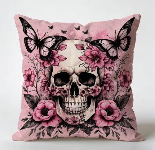 Gothic skull cushion - gothic,