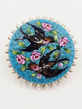 Micro Mosaic Brooch Bird