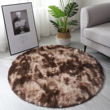 Round Shaggy Fluffy Anti-Skid Rug Living Room Bedroom Circle Carpet Floor Mat UK
