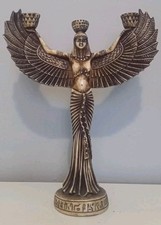 Statue goddess Isis Wings candleholder  holder poly stone ancient Egypt altar