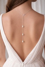 Teardrop pearl back necklace - teardrop,