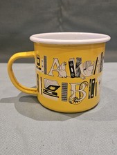 Rare Moomin MC ABC Collection Yellow Enamel Metal Mug Cup Half Moon Bay GC