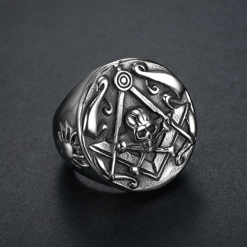 Retro masonic skull - skull, ring