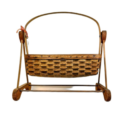 Vintage swinging woven basket - vintage,
