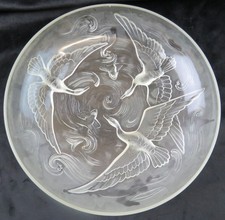 A Large Verlys Glass Charger - Geese and Fish Decoration - c1935