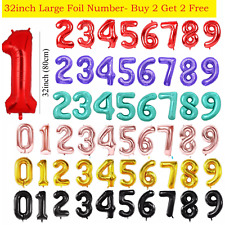 32" Large Numbers colour Foil balloon age Helium air Birthday Party decorations