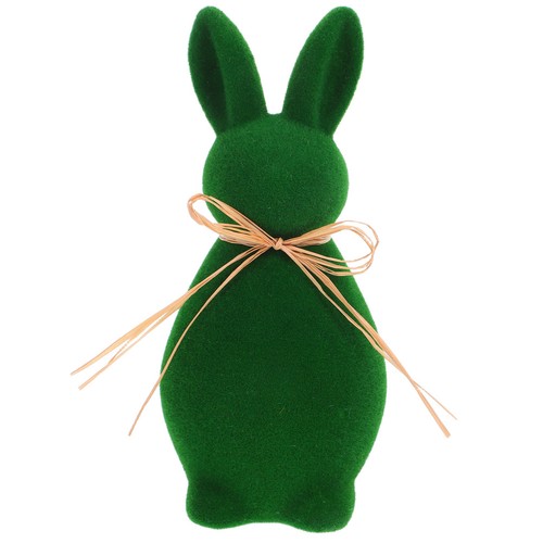 Flocked easter bunny figurine - flocked,