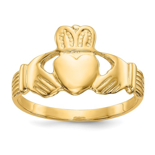 10k yellow gold mens claddagh - gold,